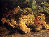 Autumn Treasures Grapes In A Wicker Basket by Geraldine Jacoba Van De Sande Bakhuyzen